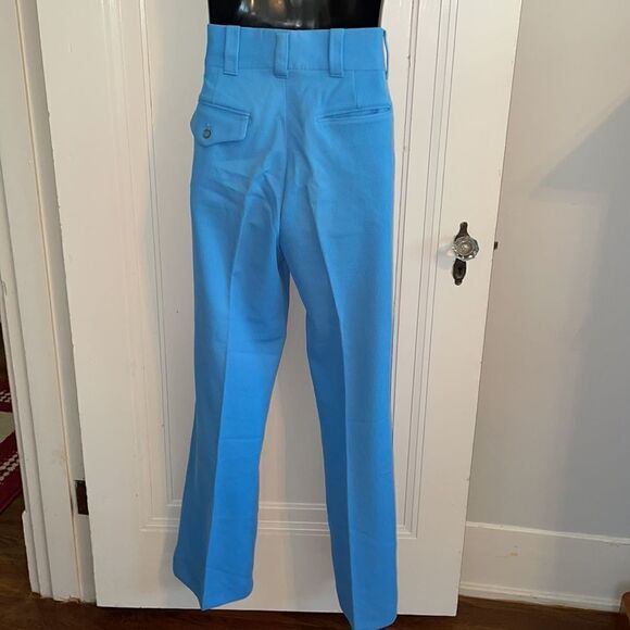 Vtg 70s baby blue double knit polyester pants - Picture 4 of 7